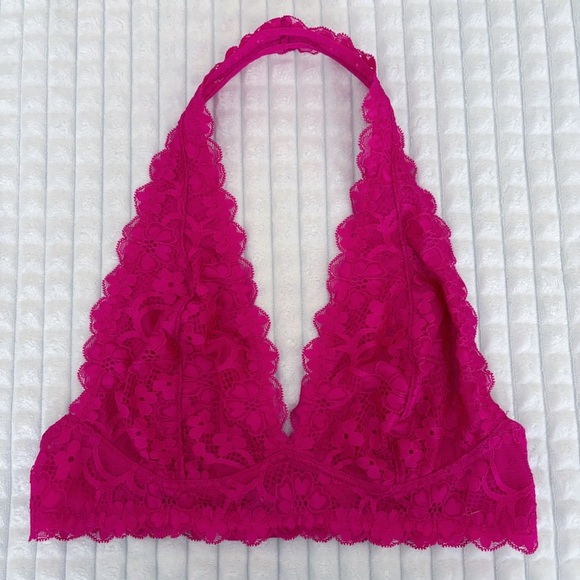 Free People Galloon Lace Halter Bralette Medium Red Berry NEW NWT - Picture 8 of 8